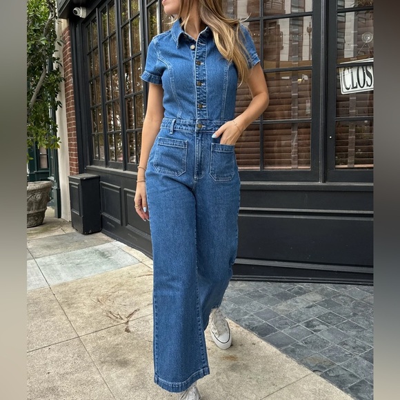 Rolla's Sailor Jumpsuit Breaker in Mid Vintage Blue - Picture 4 of 9